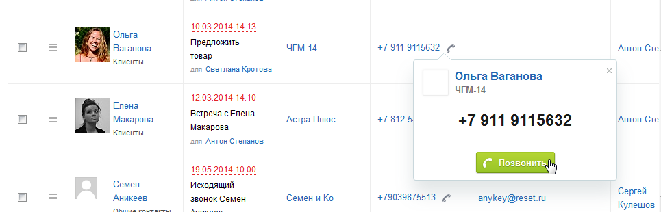 Звонки из CRM Звонки из CRM