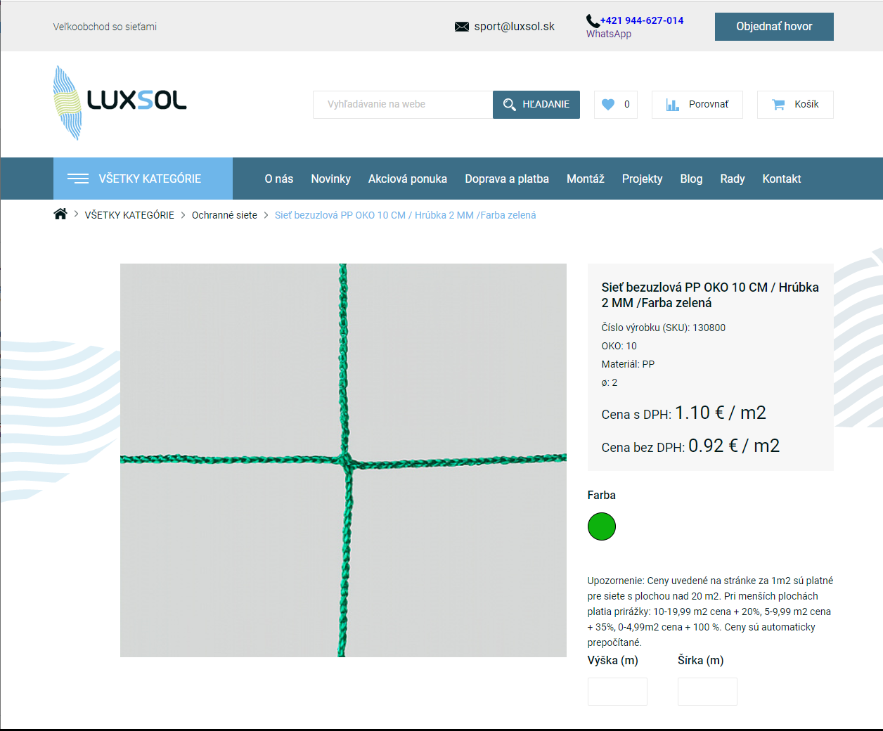 интернет-магазин спортивных сеток luxsol.sk