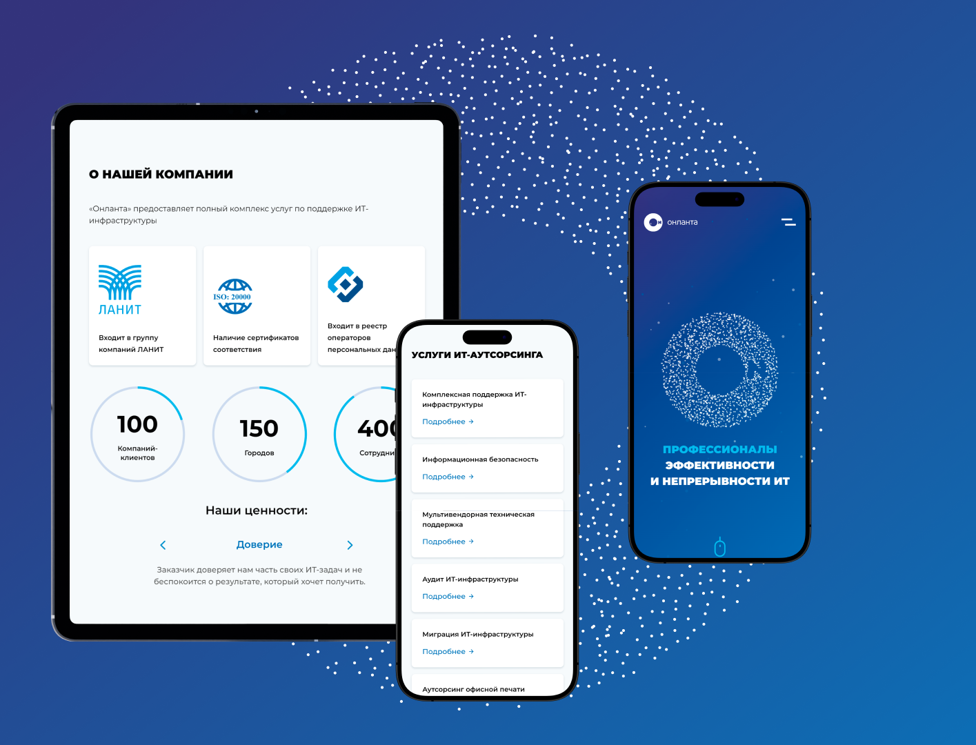 разработка корпоративного сайта для компании «онланта»