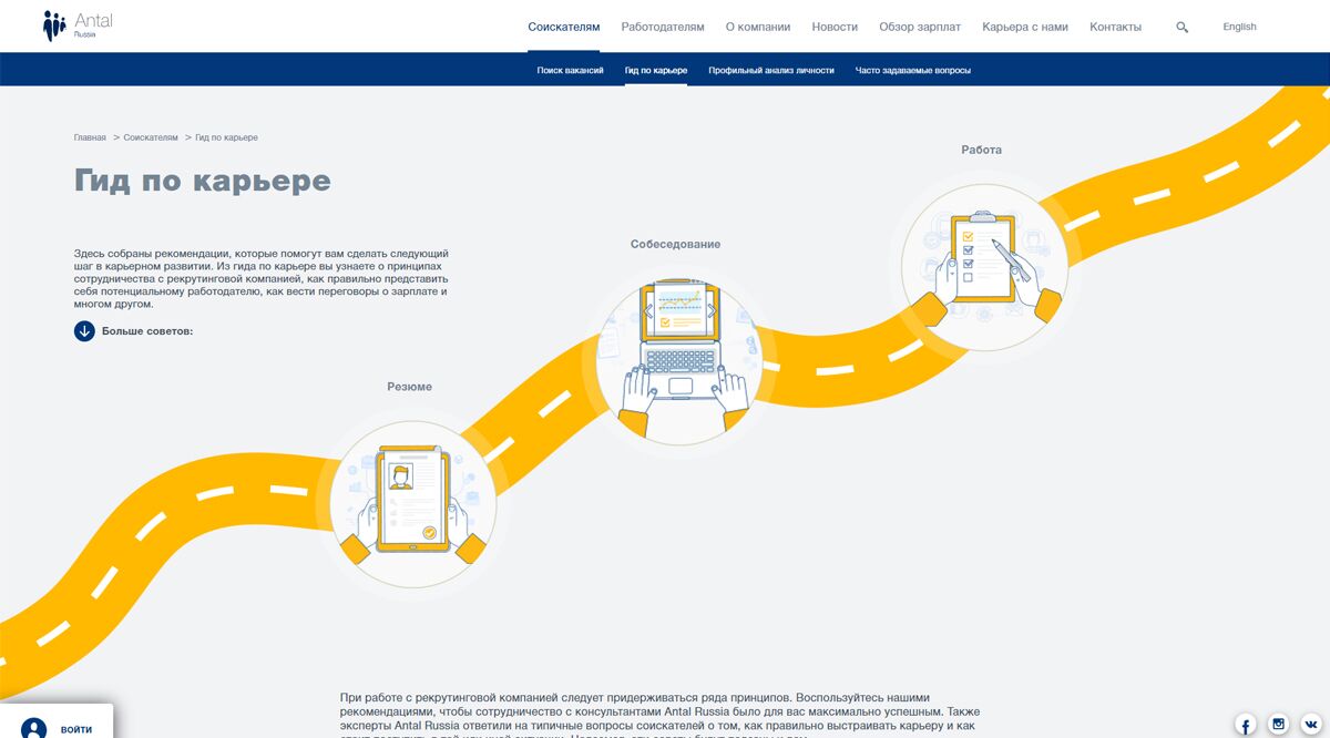 разработка сайта рекрутинговой компании antal russia