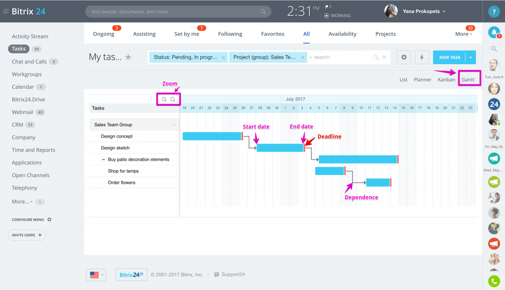 Microsoft Office 365 Gantt Chart