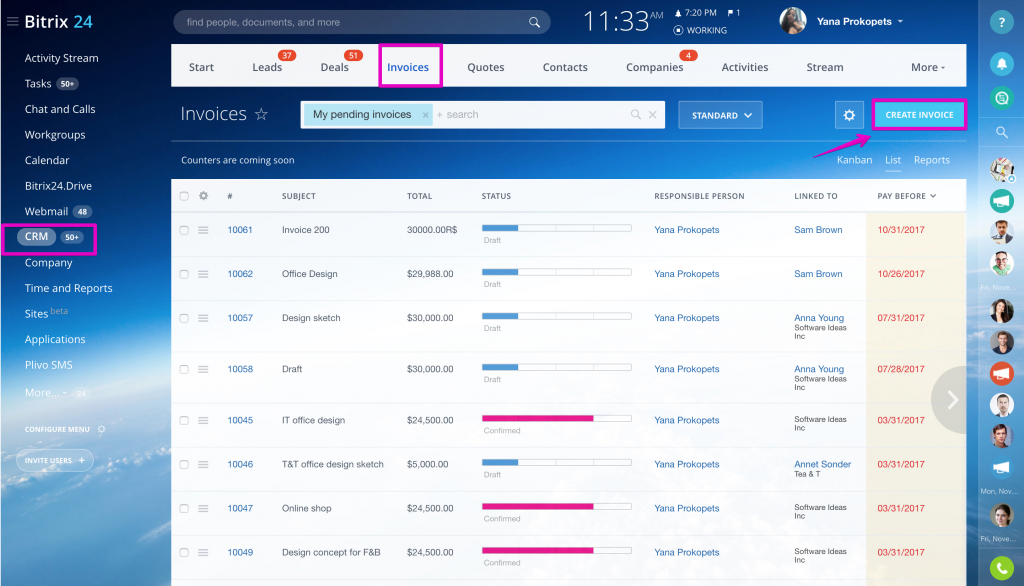 recurring invoices