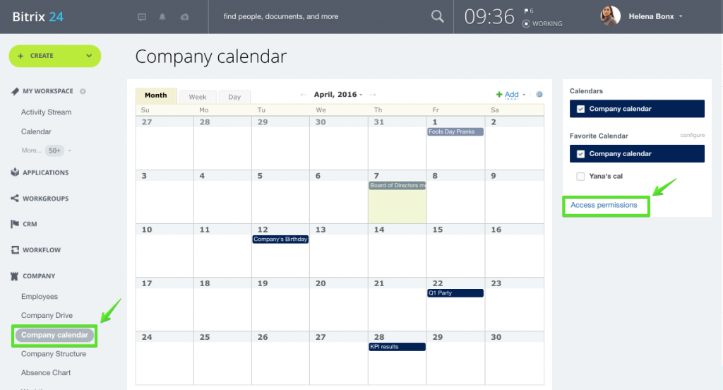 Company calendar