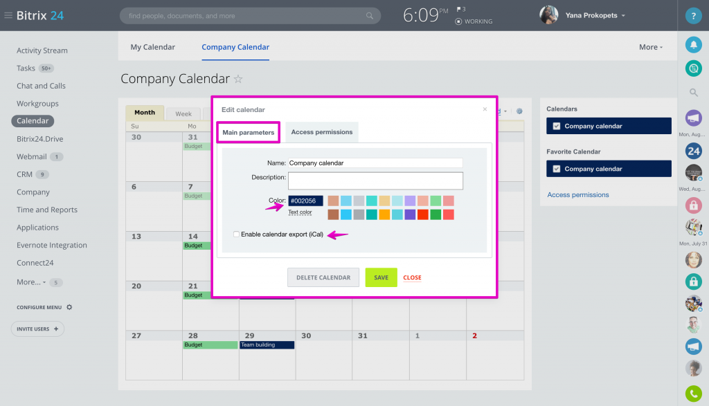 company calendar