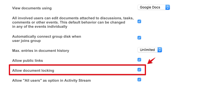 Allow document locking in Bitrix24