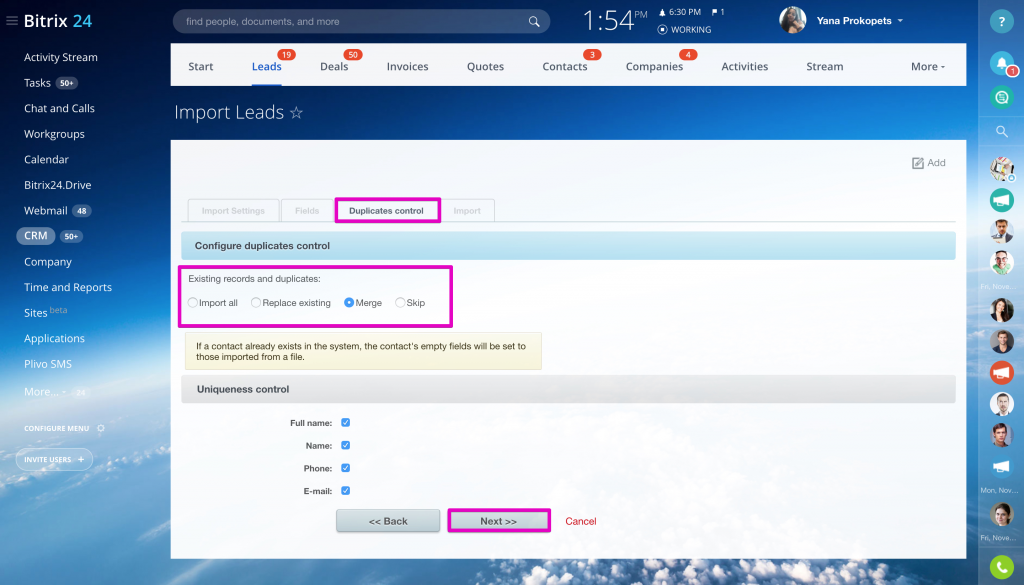 Import vào Bitrix24 CRM