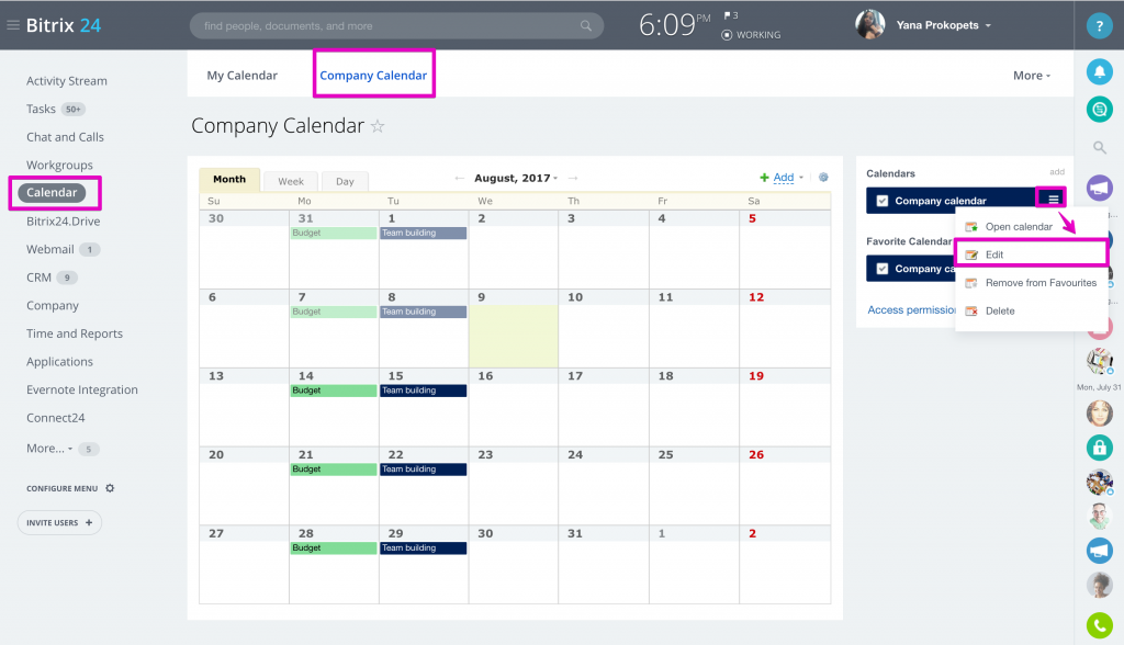 company calendar