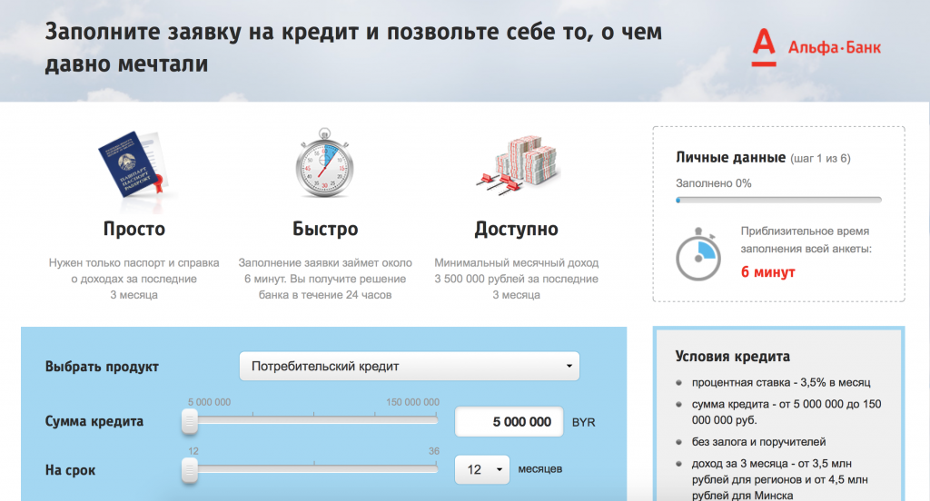 Фото 1: «Белорусский «Альфа-Банк» приобрел клиентов благодаря новой онлайн-анкете»